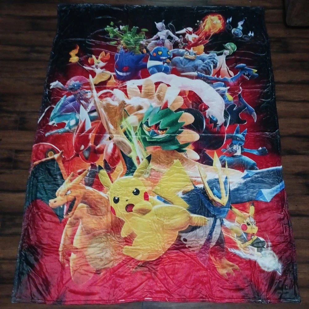 Pokemon Fleece Throw Blanket 80x60 Pikachu Charizard Mewtwo Gengar Collage